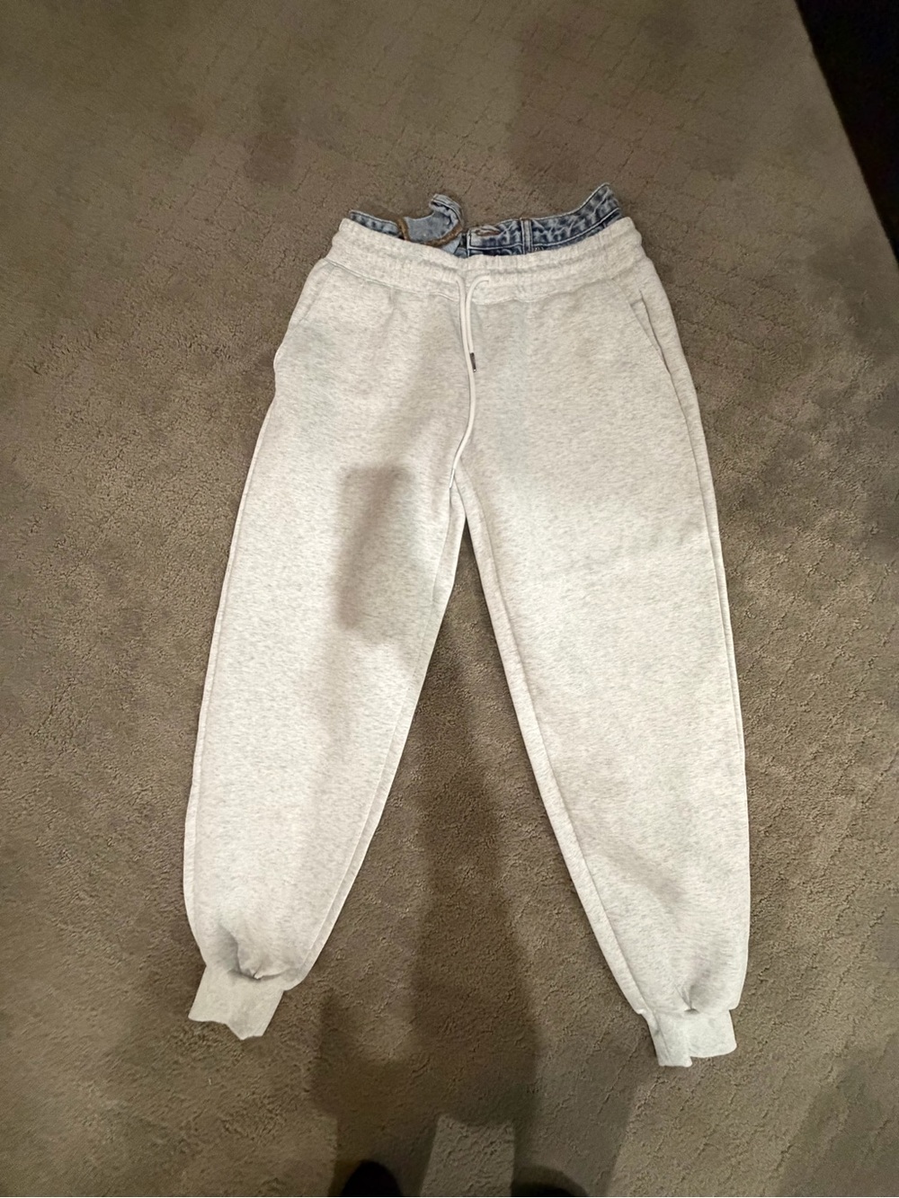 Gray Knit Drawstring Sweatpants